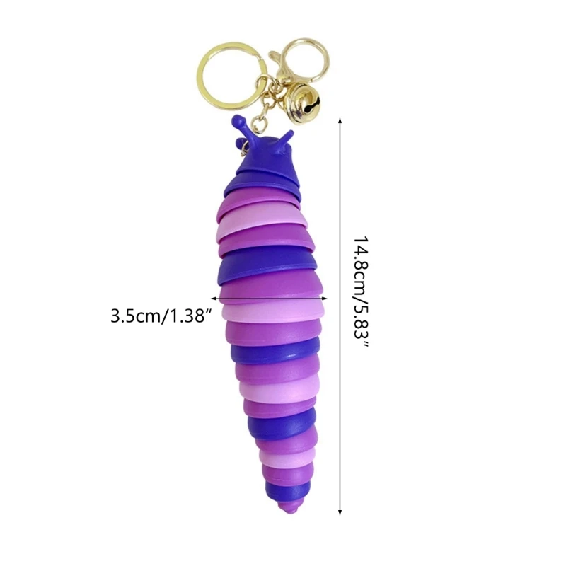 Colorful Caterpillars Keychain Attached to a Cartoon Animal Bag Pendant