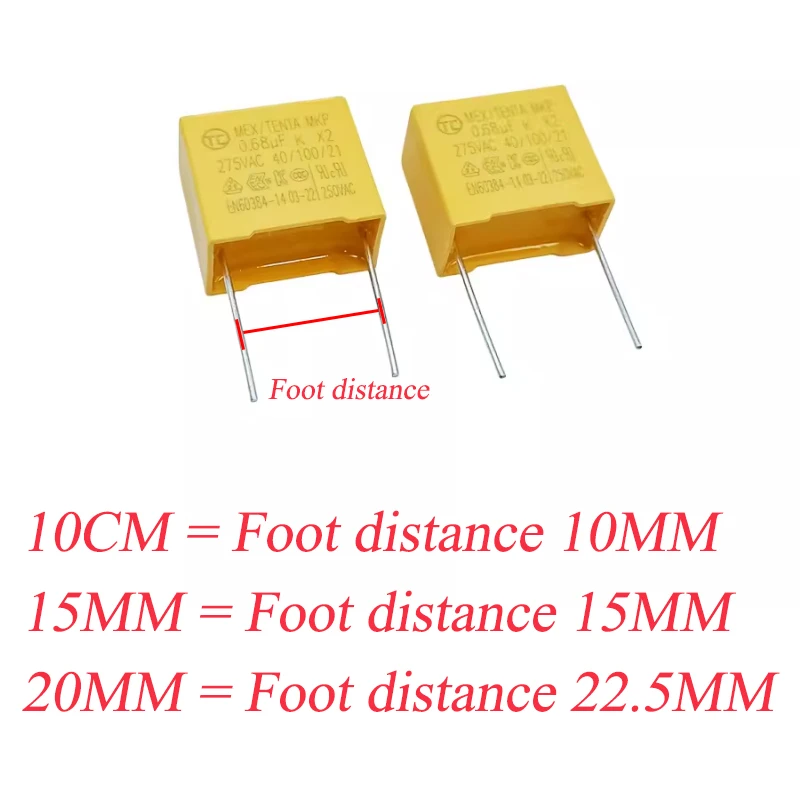 200~1000PCS X2 Safety Capacitor 10mm 15mm 22.5mm 275VAC 275V 0.01 0.1 0.15 0.022 0.22 0.33 0.47 0.56 0.68 1.2uf 104K 1uf 105 334