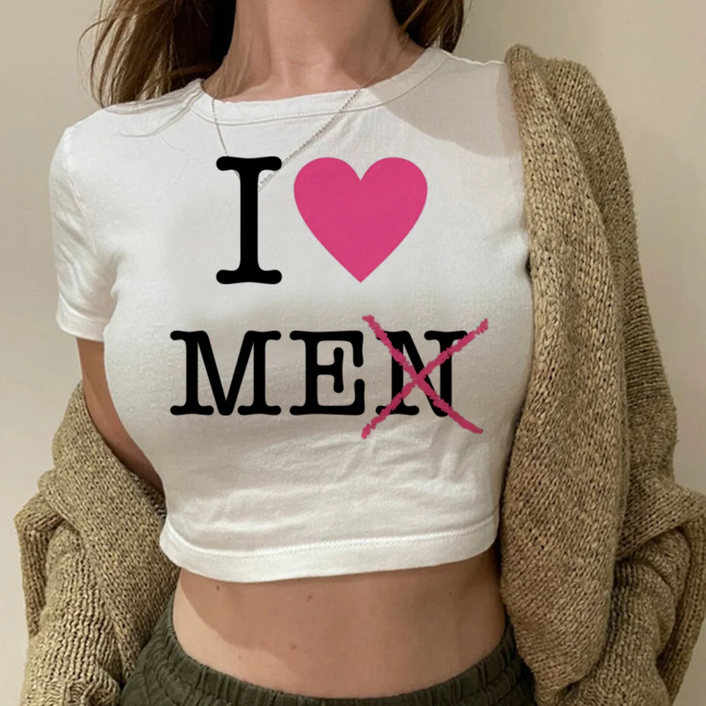 I LOVE ME print cyber y2k graphic trashy crop top Woman Kawaii manga trashy aesthetic tshirt