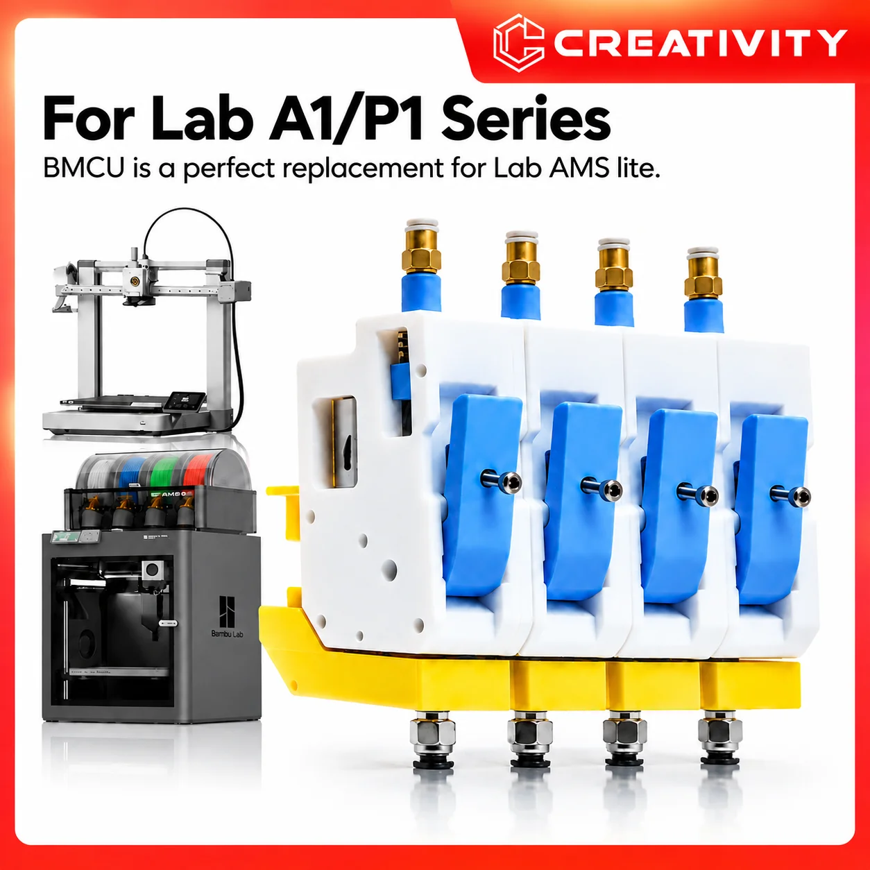 Upgraded BMCU 370C AMS Lite Open Source MMU Auto Refill Farm with Metal Gear Filament Feeder for Bamboo A1/A1 Mini/P1 3D Printer
