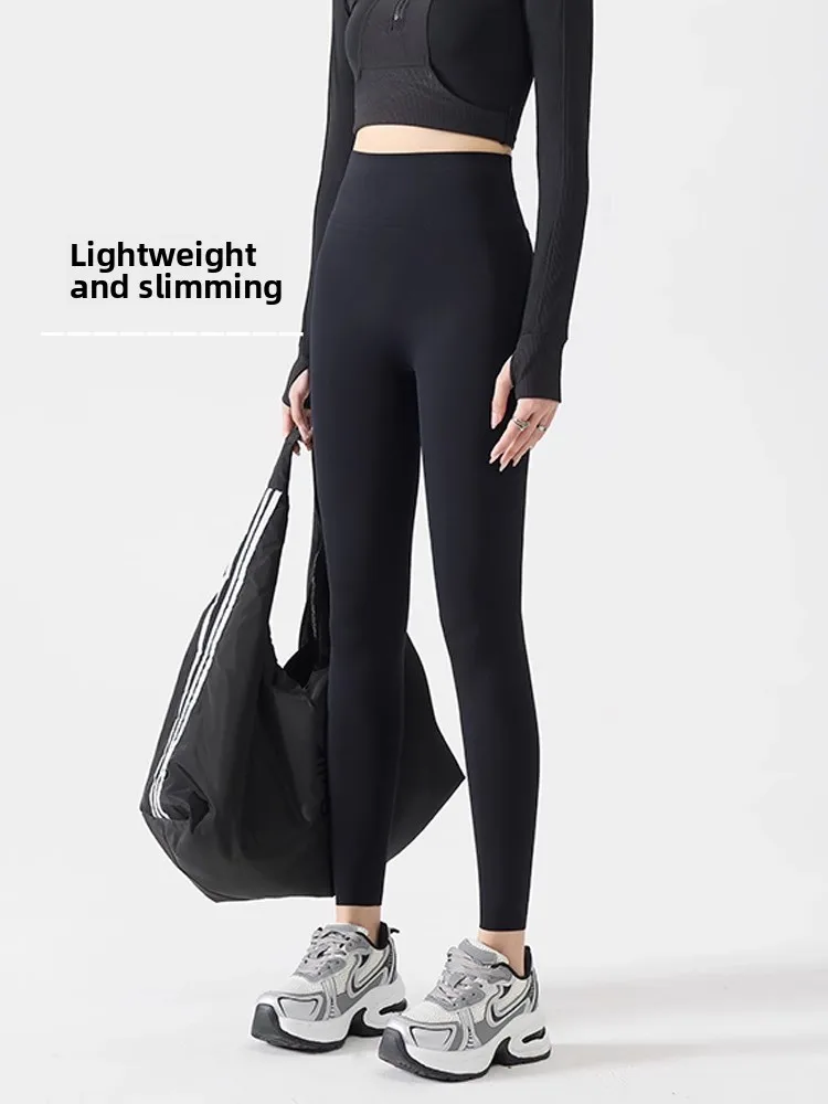 Pantalones deportivos de Yoga con forro de Fce de cintura alta, ropa de abrigo para mujer, pantalones de Arca de seda para persona Sle, otoño e invierno