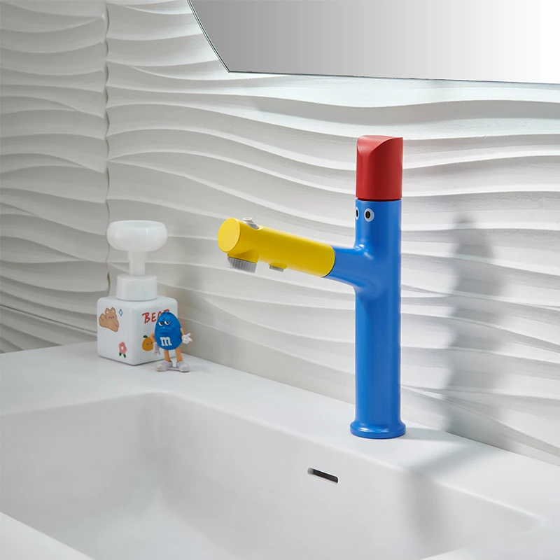 

Deck Mounted Pull Out Faucet Bathroom Sink Faucet 2 Modes Water Outlet Cold and Hot Mixer Taps Vanity Sink Faucet