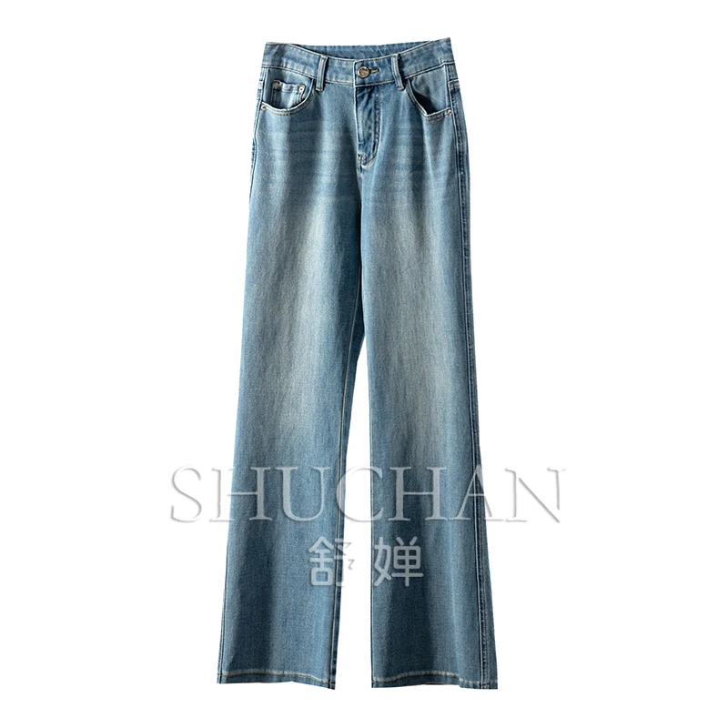 

French Thin Four-sided Elastic Hot Drill High Waist Slightly Pulled Jeans Women's 1Y94 Pants Women Pantalones De Mujer