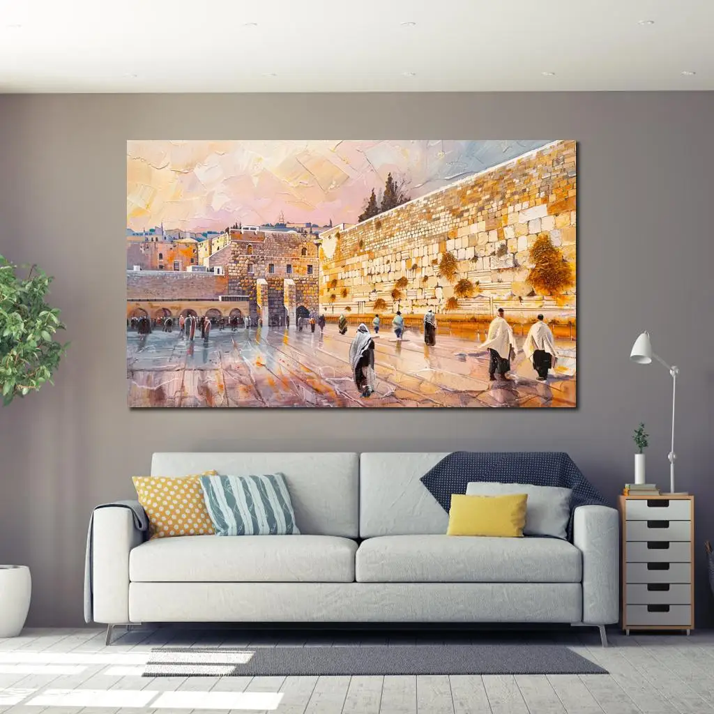 Jewish Kotel Art Canvas Prints Abstract Judaica Painting Visiting Old City Jerusalem Poster HD Printed Picture Restaurant Decor