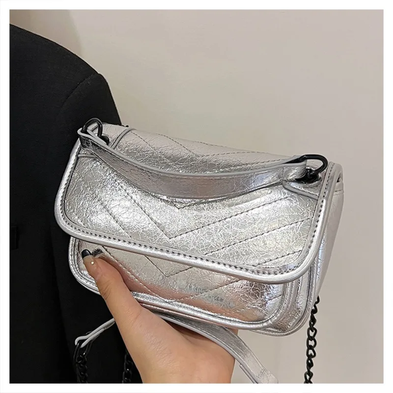 PU Material Summer Hot Sale 2024 Versatile Shoulder Bag Car Seam Chain Solid Color Fashion Crossbody Bag Soft Cover Handbag