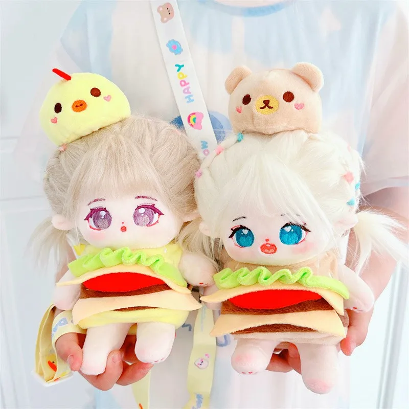 Ropa de muñeco de peluche de 20cm para pollito de oso, traje de bolsa de Hamburgo Kawaii, accesorios de ropa personalizados, Juguetes DIY