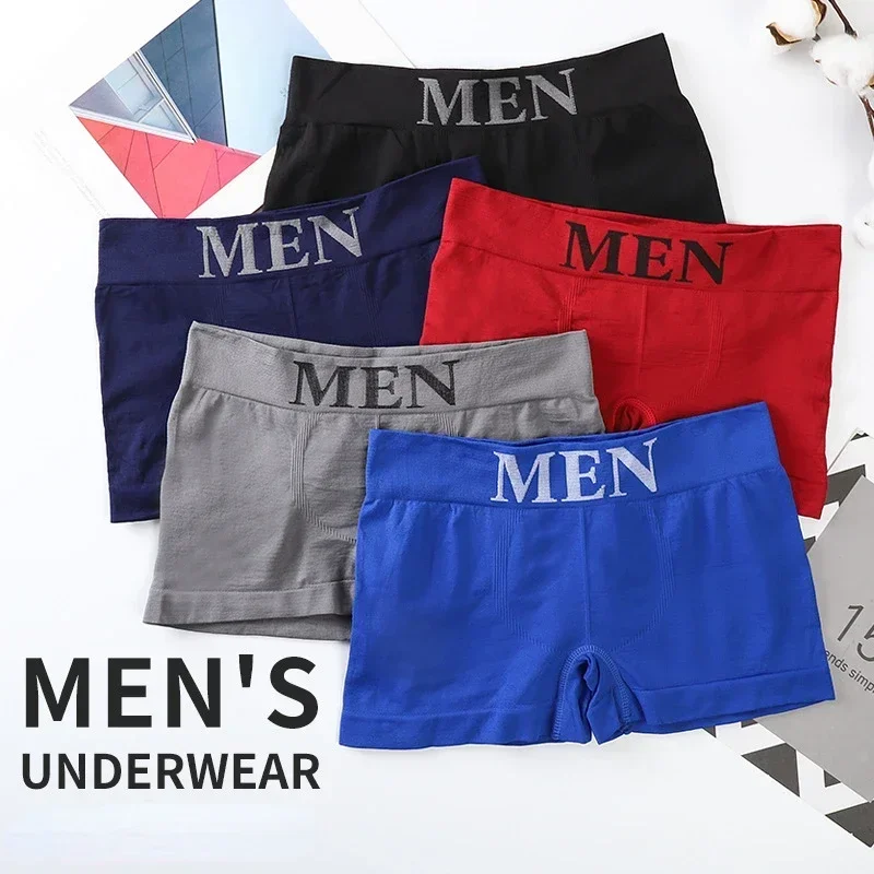 

Men's Panties Underwear Boxers Breathable Man Boxer Solid Underpants Comfortable Male Brand Shorts Black Blue Underwear