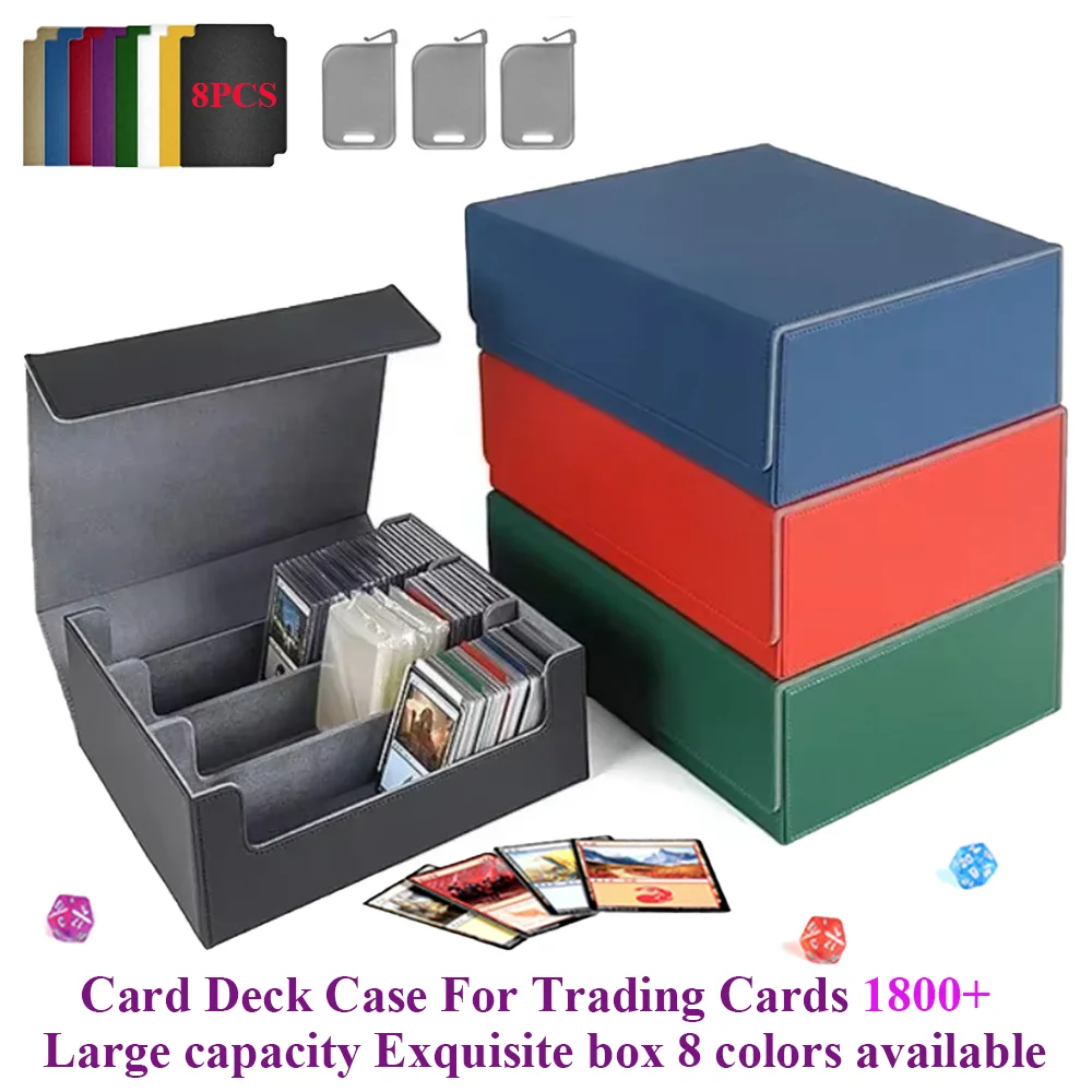 Caja de Almacenamiento para Cartas Coleccionables con Capacidad para Más de 1800 Cartas, Estuche Magnético de Cuero PU para Mazos TCG, para Cartas MTG Magic YuGiOh con 8 Divisores