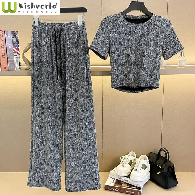 Fashionable Women's Set for Spring and Autumn New French Style High Waist Slimming Casual Long Pants Age Reducing Two-piece Set