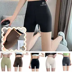 Pantalones cortos de Yoga para mujer, mallas transpirables de seda de hielo para correr, ciclismo, cintura alta, levantamiento de cadera, gimnasio