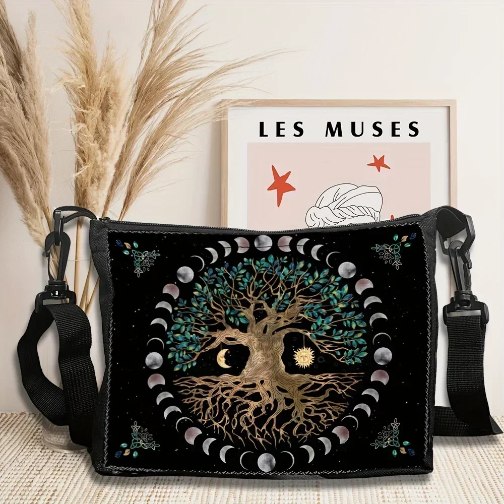 Tree of Life Magic Tree Print Shoulder Bag, Tarot Card Lover Crossbody Bag Fashion Crossbody Bag