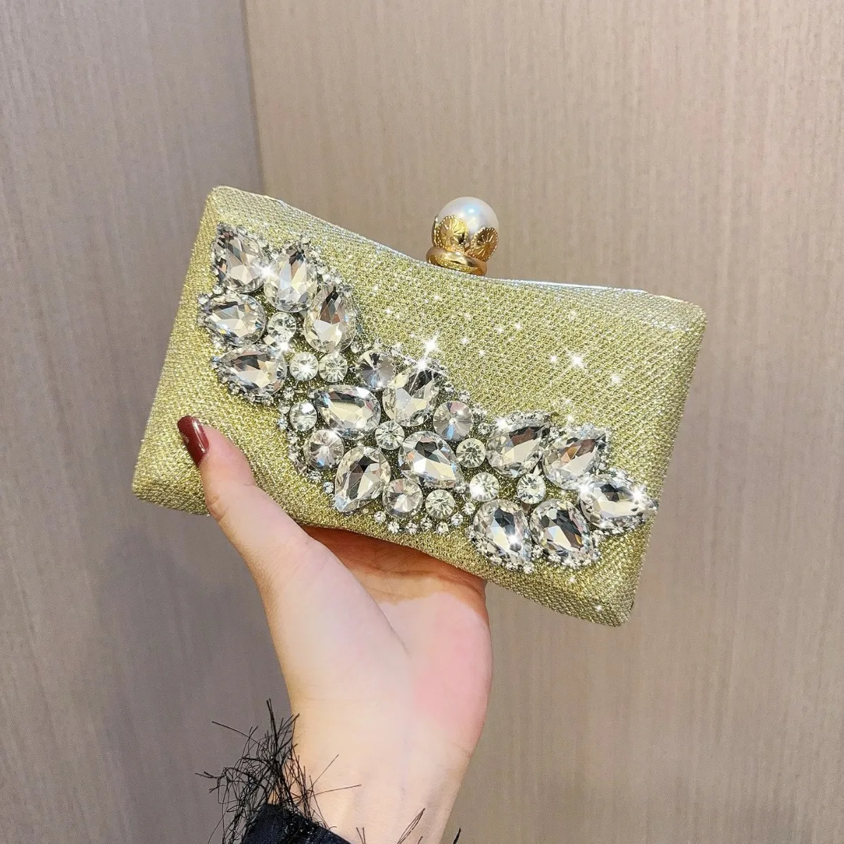 New Shell Bag Full Diamond Glitter Glass Set Diamond Bag Birthday Wedding Banquet Bag Fashion Clutch Bag Dinner Bag