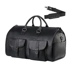 Bolsa de ropa de viaje Convertible para hombre, bolsa de lona de PU, impermeable, grande, 2 en 1, traje, vestido, viaje de negocios