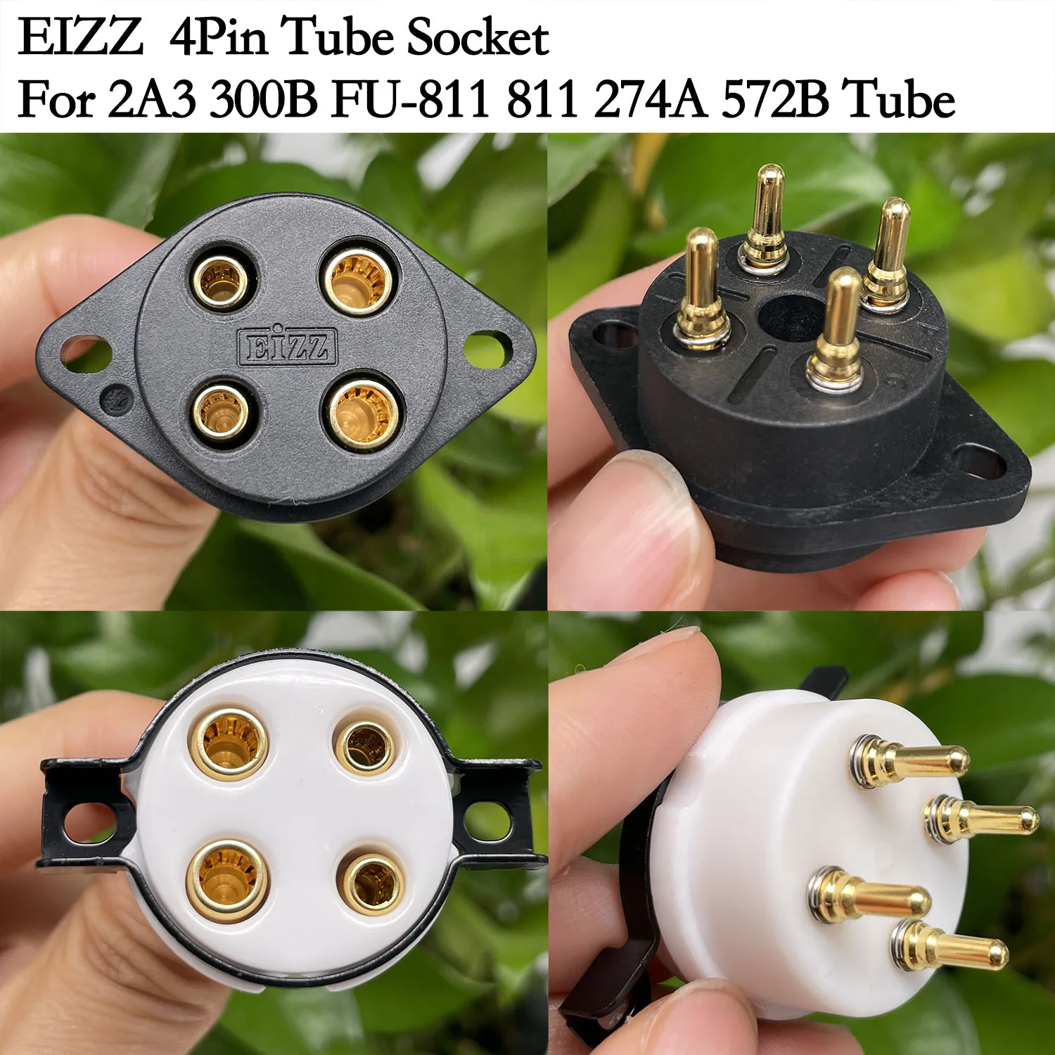 1PC EIZZ 4pin Tube Socket Base For 2A3 300B FU-811 811 274B 572A  45 50 5Z3 101D Electron Tube Gold Plated Hifi Audio Amplifier