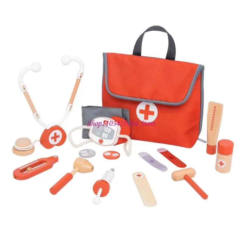 مجموعة لعب دور الطبيب دمى خشبية آمنة للأطفال أدوات الطبيب أدوات ماهرة #1