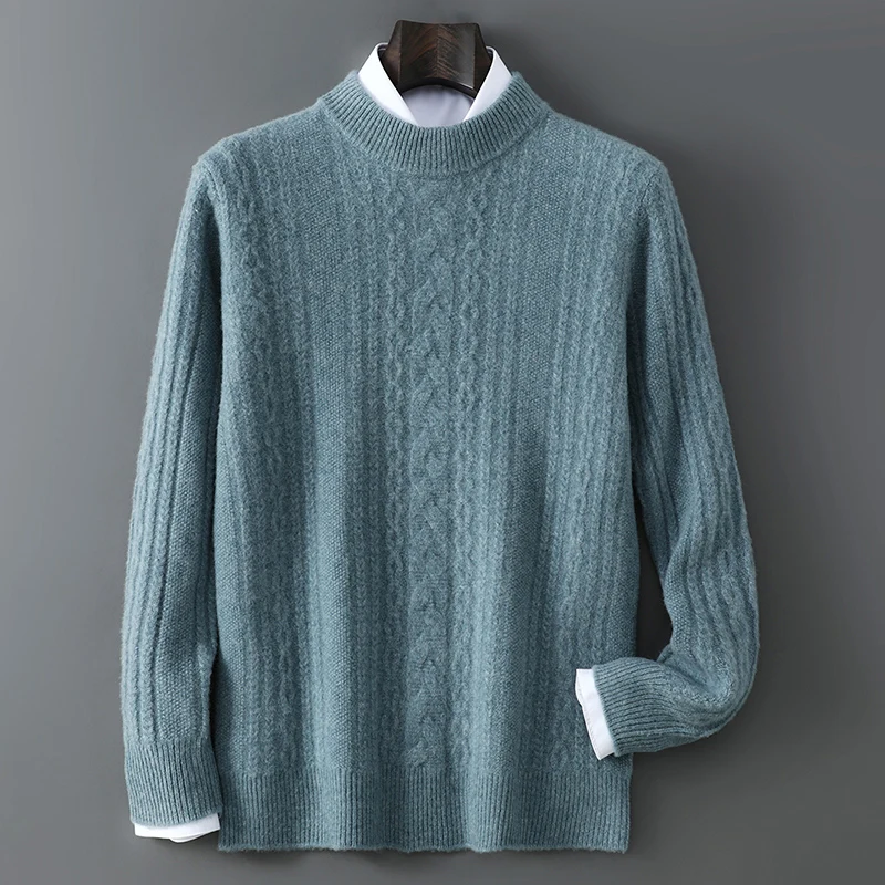 

Men's New Cashmere Sweater Mock Neck Long Sleeve Pullover Autumn/Winter 100% Merino Wool Knit Solid Color Sweater Men's Clothing