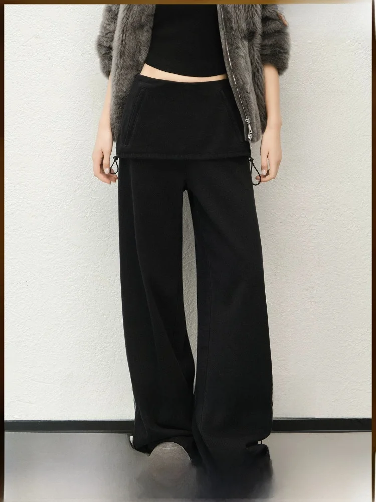 

Warm Fce Lined Wide Leg Jeans High Waist Zipper Closure Casual Pure Color Autumn Winter Ladies Loose Fit Denim Jeans