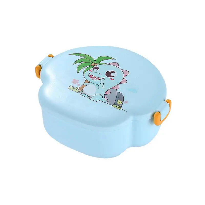 Cartoon Lunch Box Convenient Outer Band Cream Yellow Mushroom Lunch Box Lunch Box Baby Food Supplement Lunch Box Lattice Design