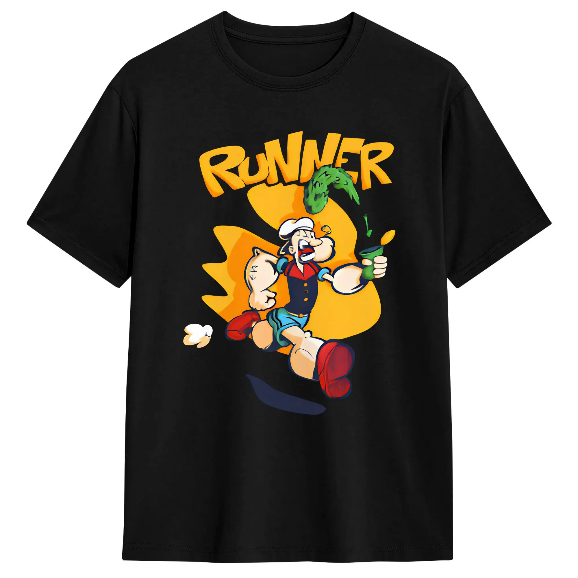 Cartoon Bluto and Olive Oyl Character Pure Cotton T Shirt For Men Summer  Classic T-Shirts O-Neck Popular Tees Big Size Clothes
