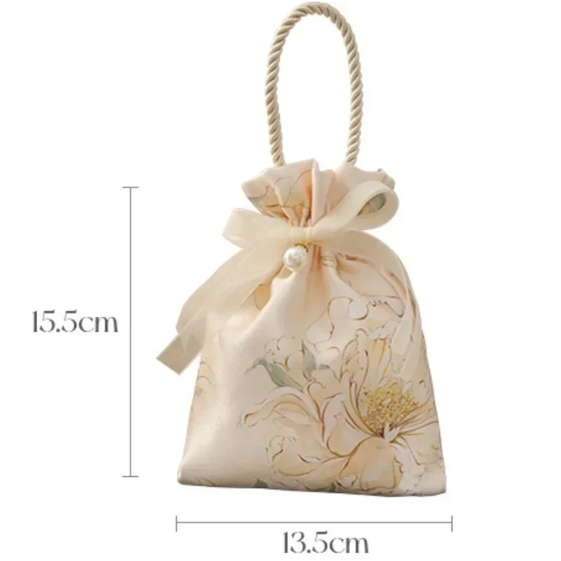 10pcs Candy Bag Chinese Satin Fabric Drawstring Gift Packing Bag Wedding Birthday Handheld Bag Portable Gift Candy Jewelry Bag