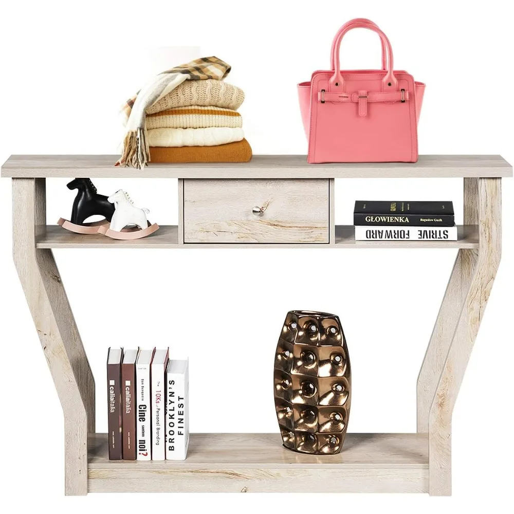 

47" Accent Console Tables with Drawer and Shelf for Living Room Hallway Entryway