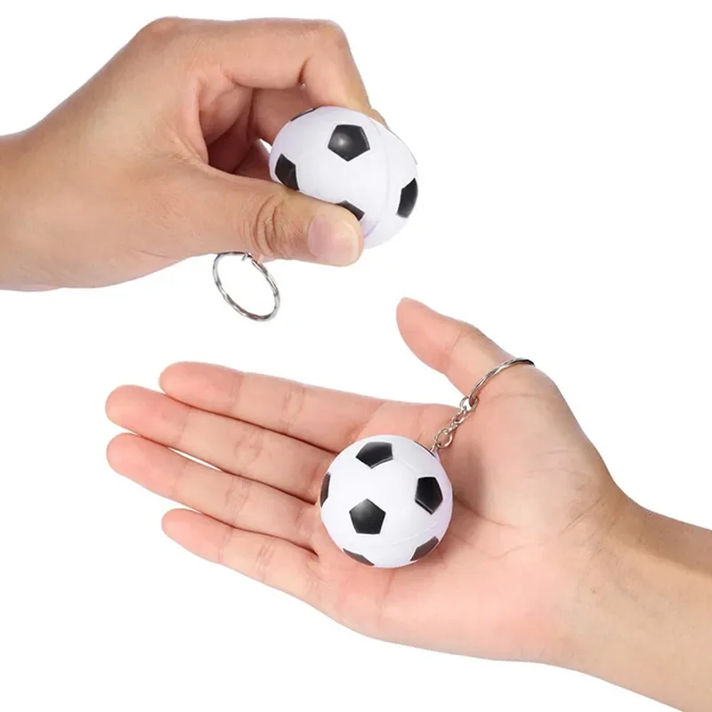 24 Pack White Soccer Keychains Mini Soccer Stress Ball Keychains Sports Ball Keychains School Carnival Reward For Kids