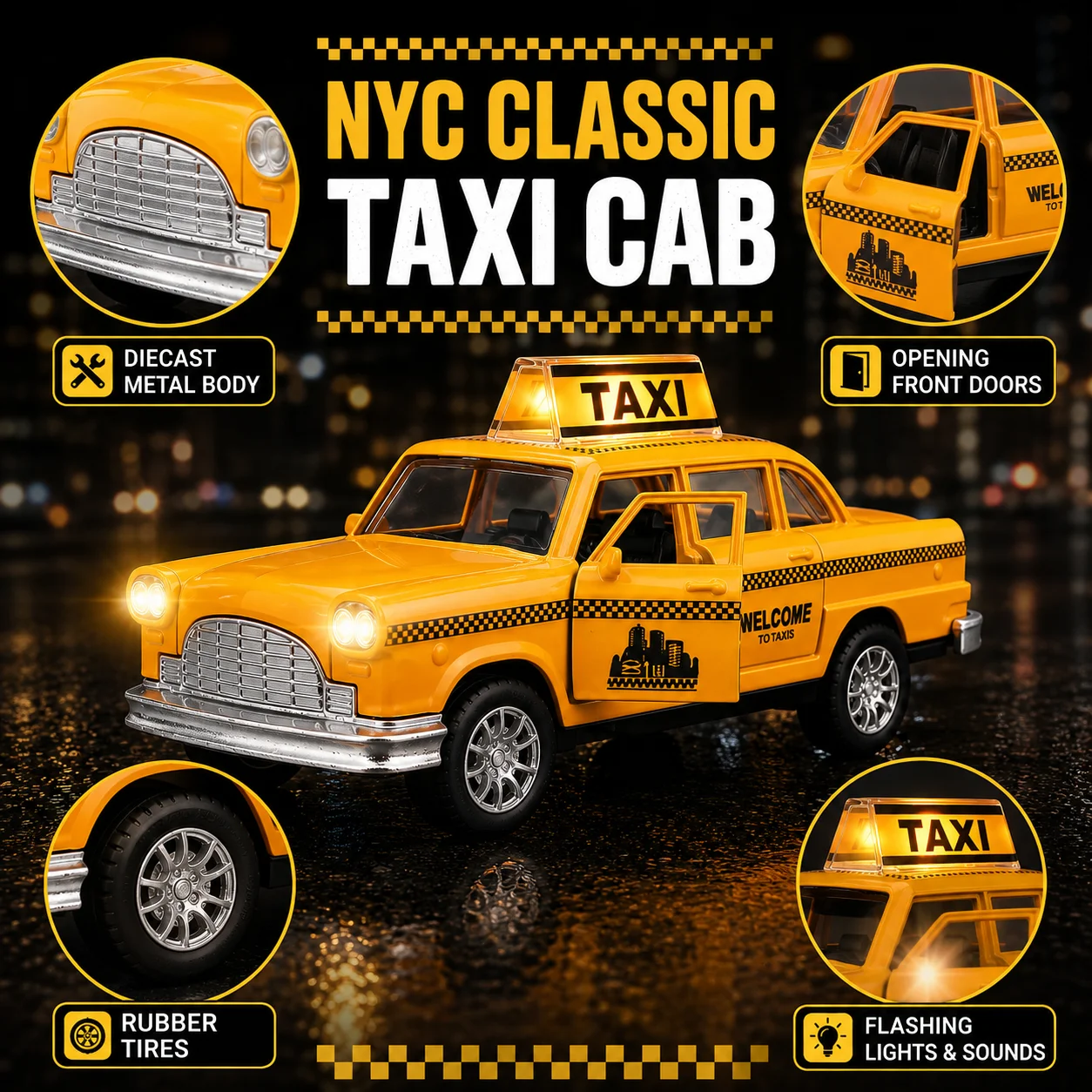 1:32 Diecast NYC Taxi Cab Mode - đánh giá và giá Kids Toys Nyc