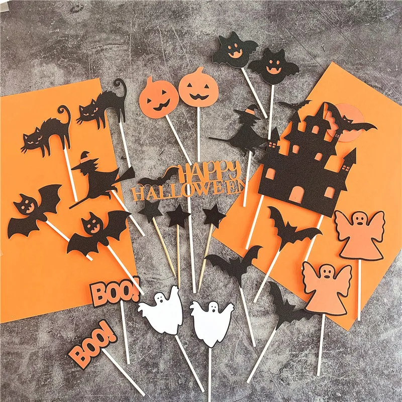 

10PCS Halloween Decoration Plug, Pumpkin Bat Witch Ghost Castle Cake Decoration, Funny Party Dress Up Mexican Day of The Dead