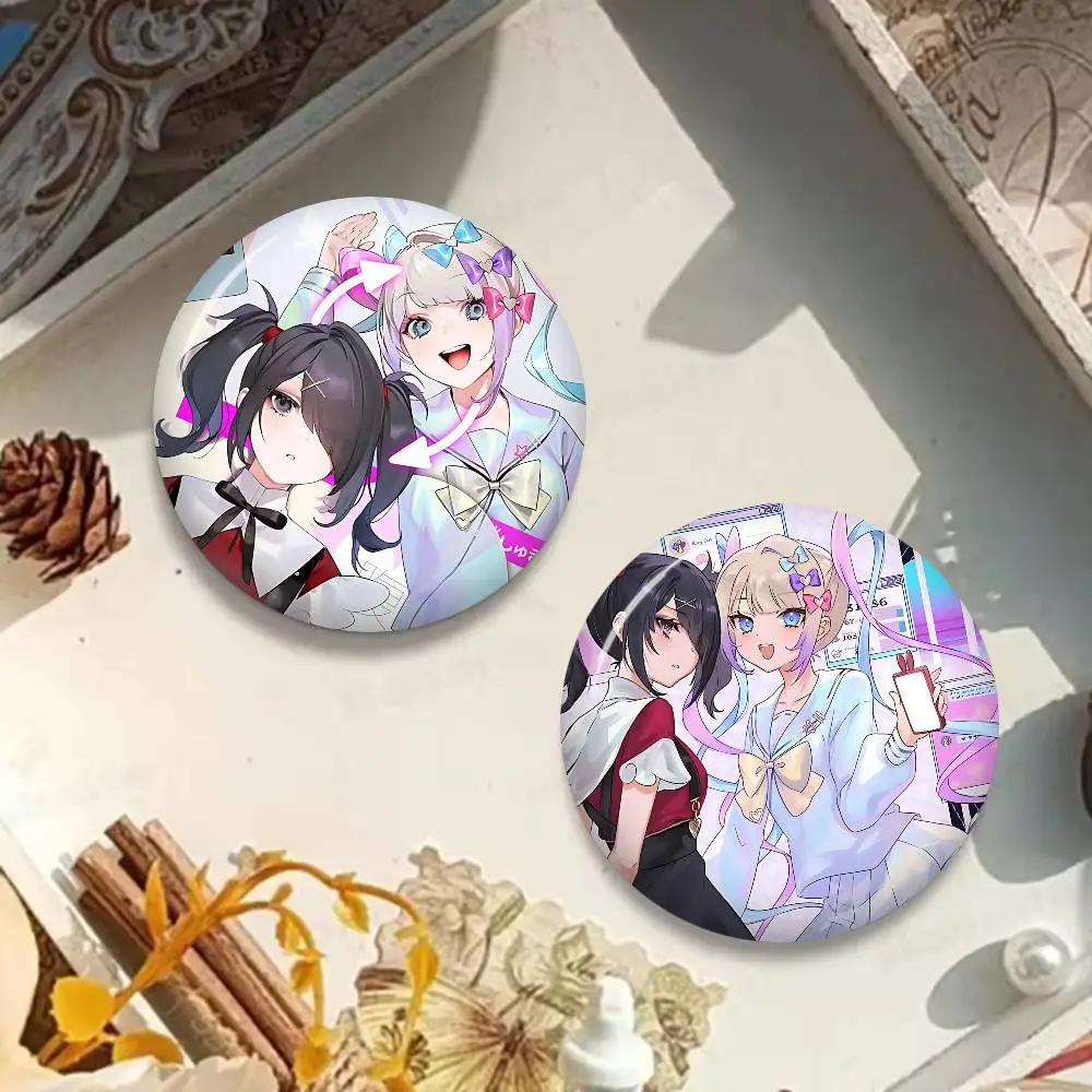 anime Needy Girl Streamer Overload Creative Pins Funny Faces Round Snap-in Brooch Badge Backpack Hat Accessories Jewelry Gifts