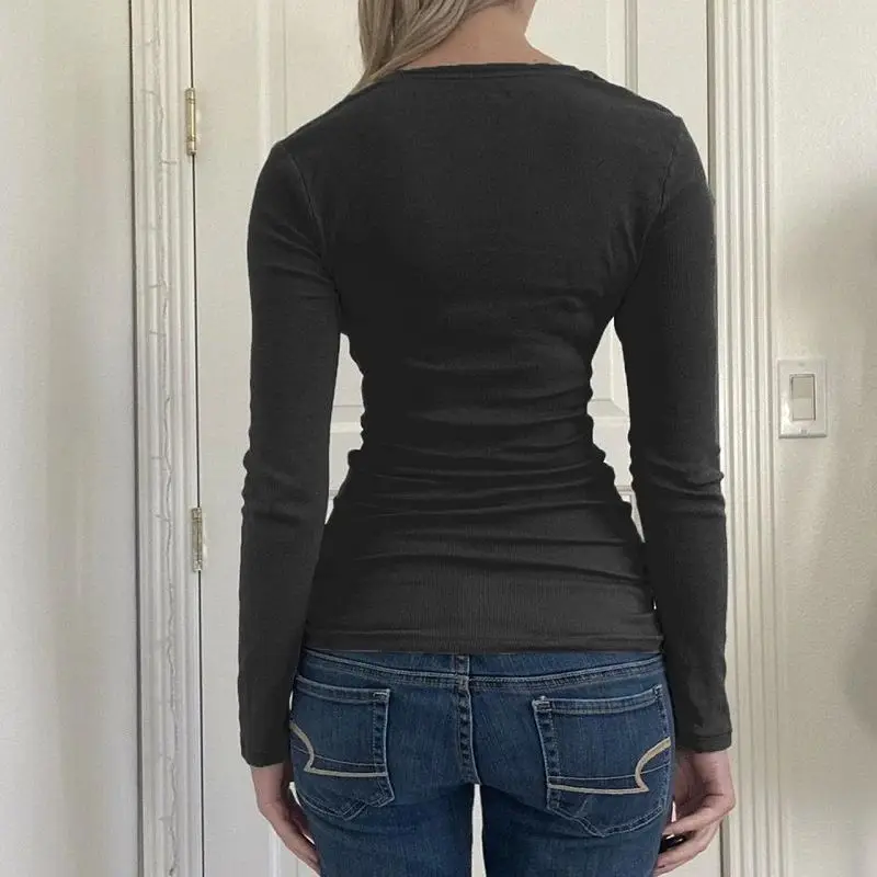 Y2K レディース ベーシック クロップトップ フェアリー ウンゲ ロングスリーブ ボタン スリ 春 2026 ファッション レディース スウェット/ベルベット イート その他素材...