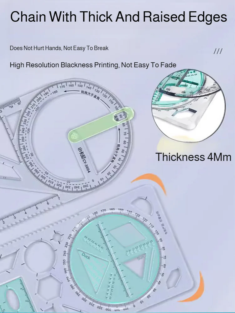 أداة رسم دقيقة متعددة الوظائف للمدرسة الثانوية والرياضيات ومسطرة هندسية وأدوات تصميم صحيفة مكتوبة بخط اليد