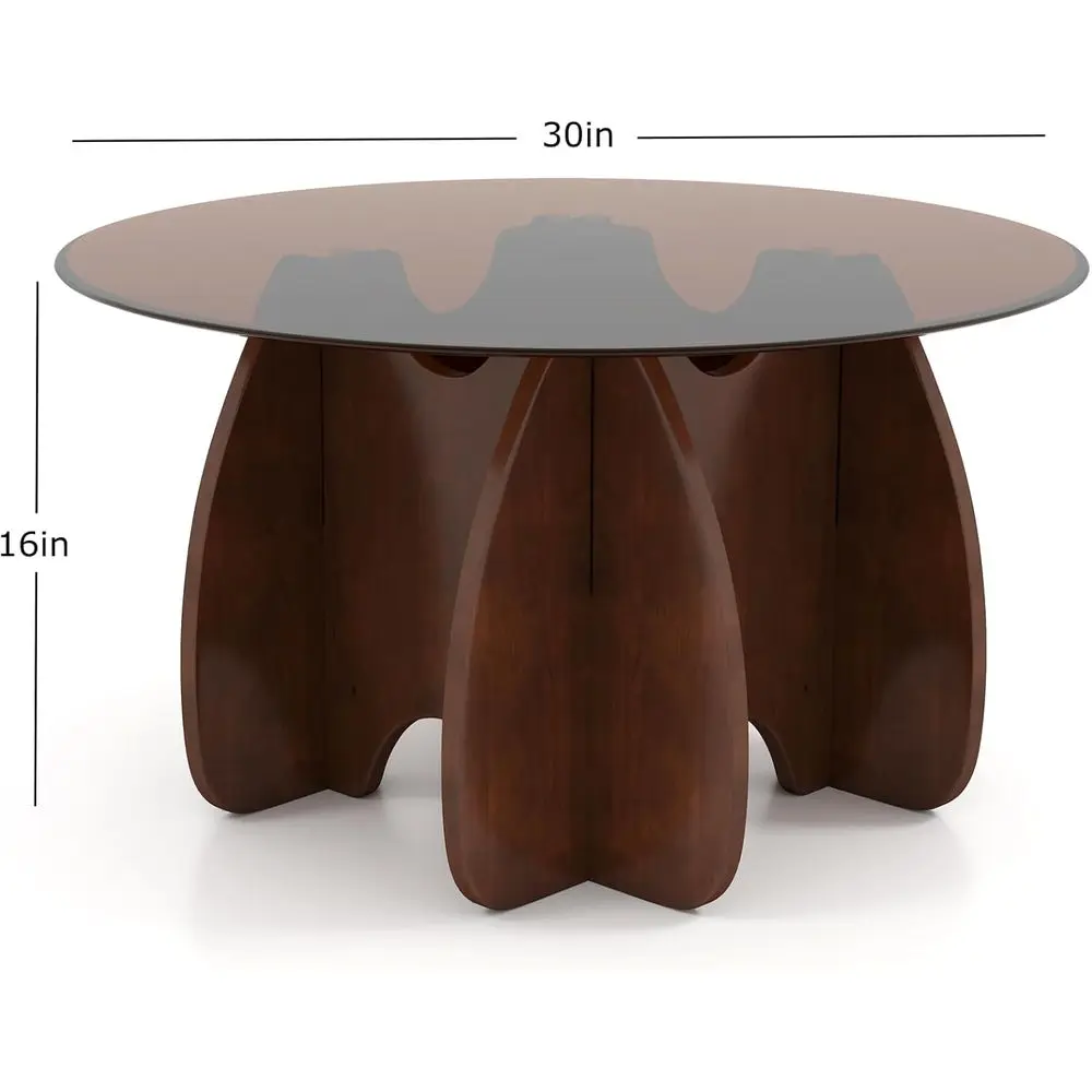 Expandable Brown Glass Coffee Table - Modern & Unique Accent Furniture for Small Living Rooms