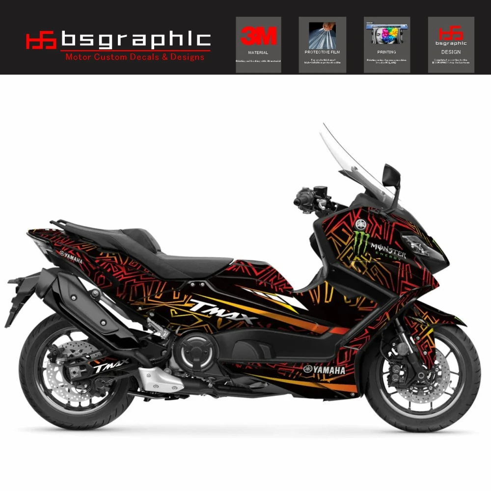 

Motorcycle Body Fairing Protective Sticker Decal Maxiscooter ZIKZAK Graphic Kit Red for Yamaha Tmax T-max 560 2022-2024 2023
