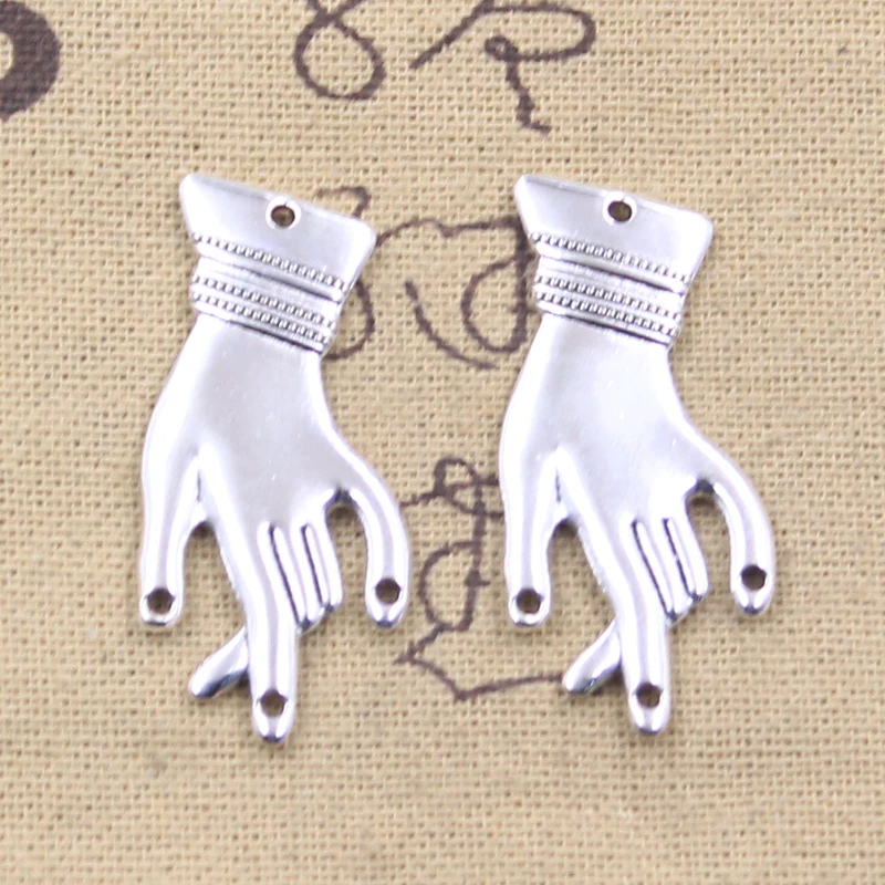 6pcs Charms Hand Palm Link 40x19mm Antique Silver Color Pendants DIY Crafts Making Findings Handmade Tibetan Jewelry