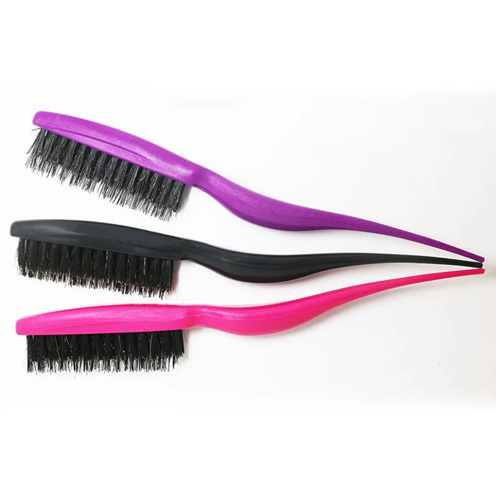 4Pcs Boar Bristle Hair Teasing Brush Pointed Tail Design Ergonomic Handle for Hair Salon Volume Styling Tool Teasing Brush