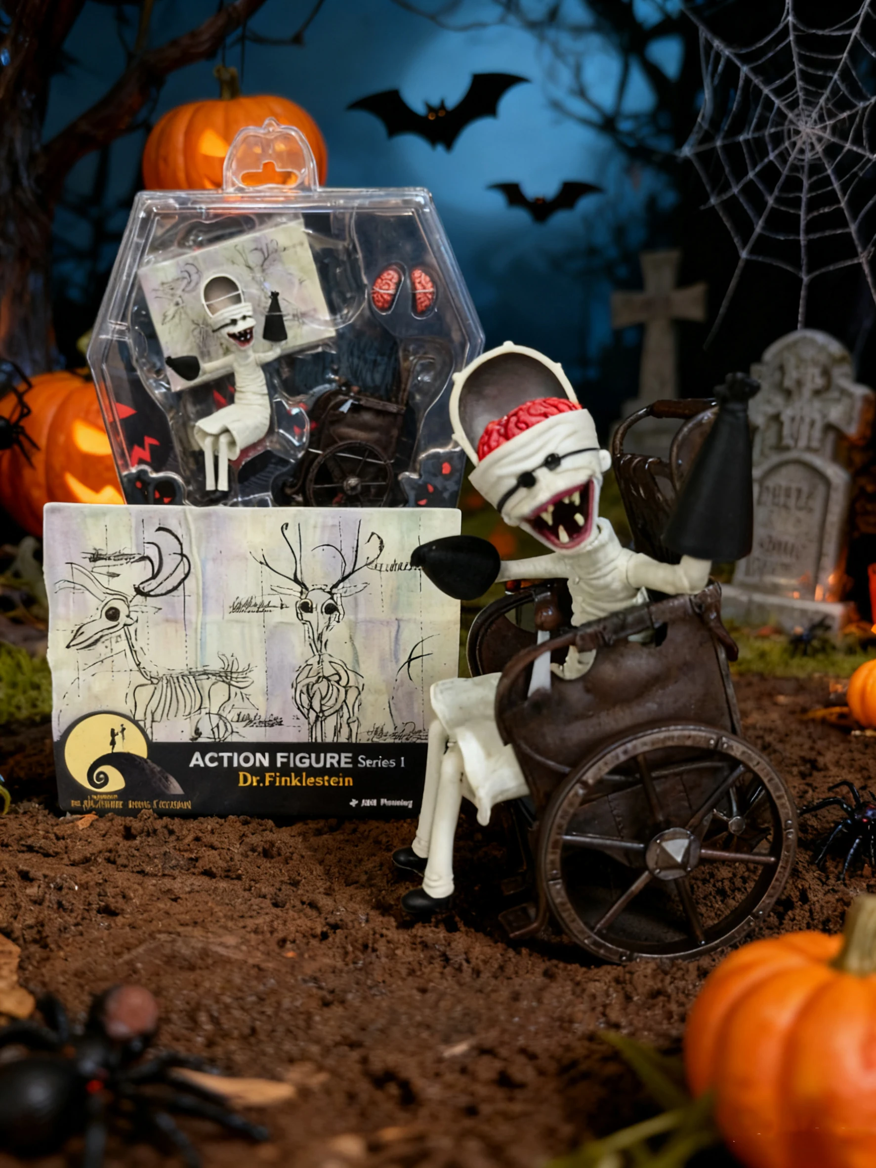 

Disney Nightmare Before Christmas Dr Finklestein Фигурки Jun Planning Series1 Подарок на Хэллоуин Коробка слегка желтована