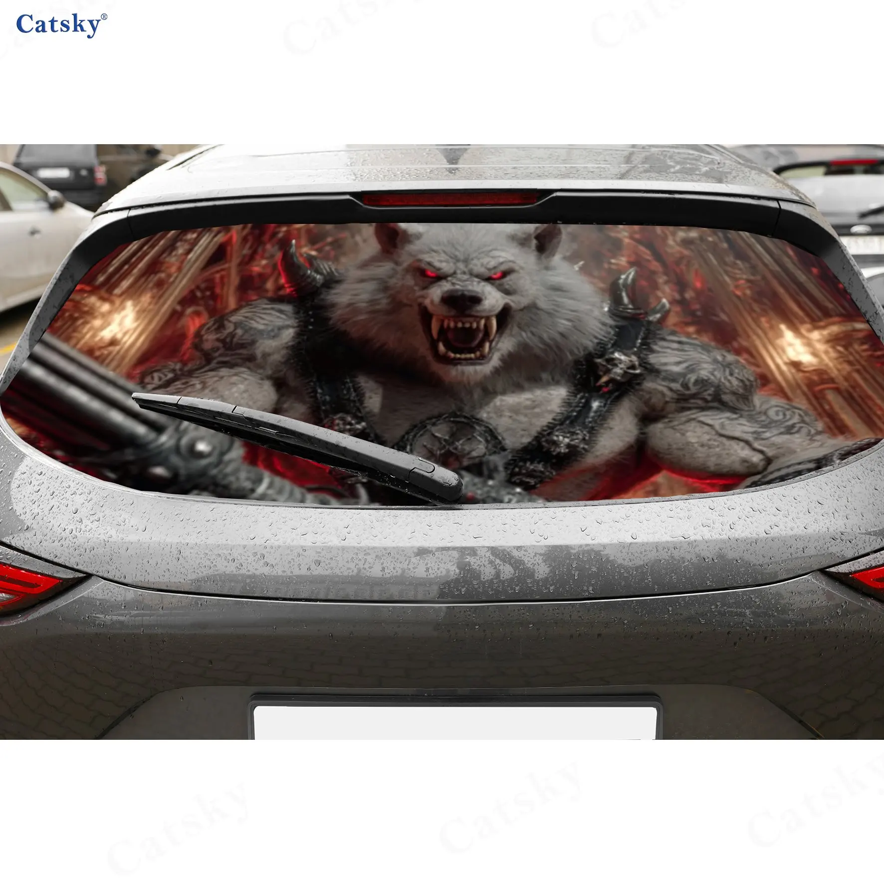 

Bone Armor Wolf Bear Berserker, материал ПВХ, самоклеящаяся водонепроницаемая наклейка на заднее окно автомобиля, легко наклеивается, без падения,