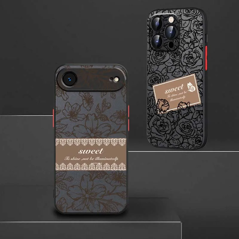 

Luxury Rose Art Flowers Cool For Apple iPhone 17 Air 16 15 14 13 12 11 XS X Pro Max Plus Frosted Translucent Phone Case