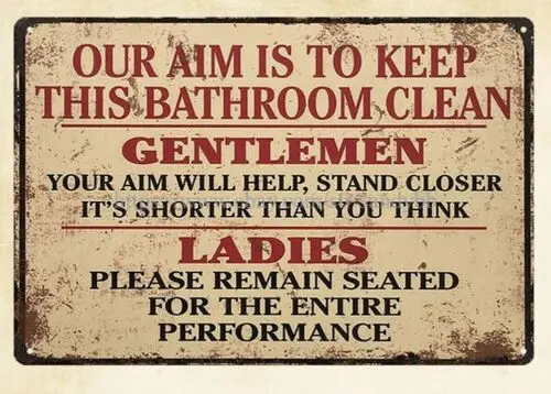 wall art stores plaque Our Aim is to Keep This Bathroom Clean metal tin sign