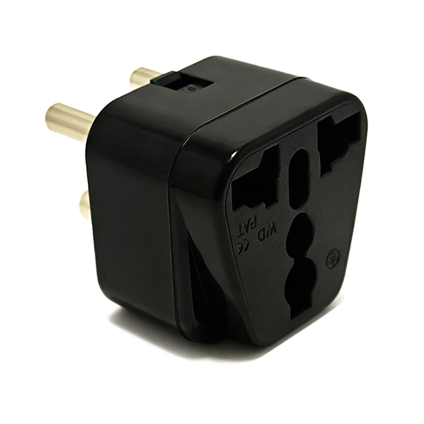 South Africa Plug 10A 250V Round 3pins For India, South Africa, Nepal Sri Lanka Tourism Travel Conversion Plug Black White