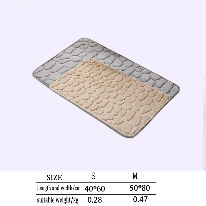 2024 Non-Slip Bath Mat Cobblestone Embossed Bathroom Carpet Shower Room Doormat Memory Foam Absorbent Floor Mat Rugs for Home