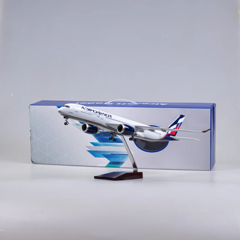 47CM 1/142 Scale Airplane A350 aeroflot Russian Airlines Model W Light and Wheel Plastic Resin Plane For Collection