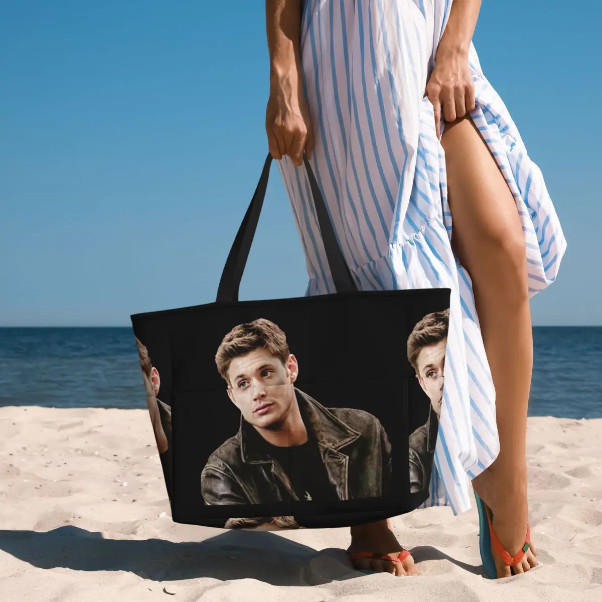 

Dean Winchester Supernatural Beach Tote Bag Sport Gym Yoga Duffle Large Tote Bag Women Travel Bag Fitness bag