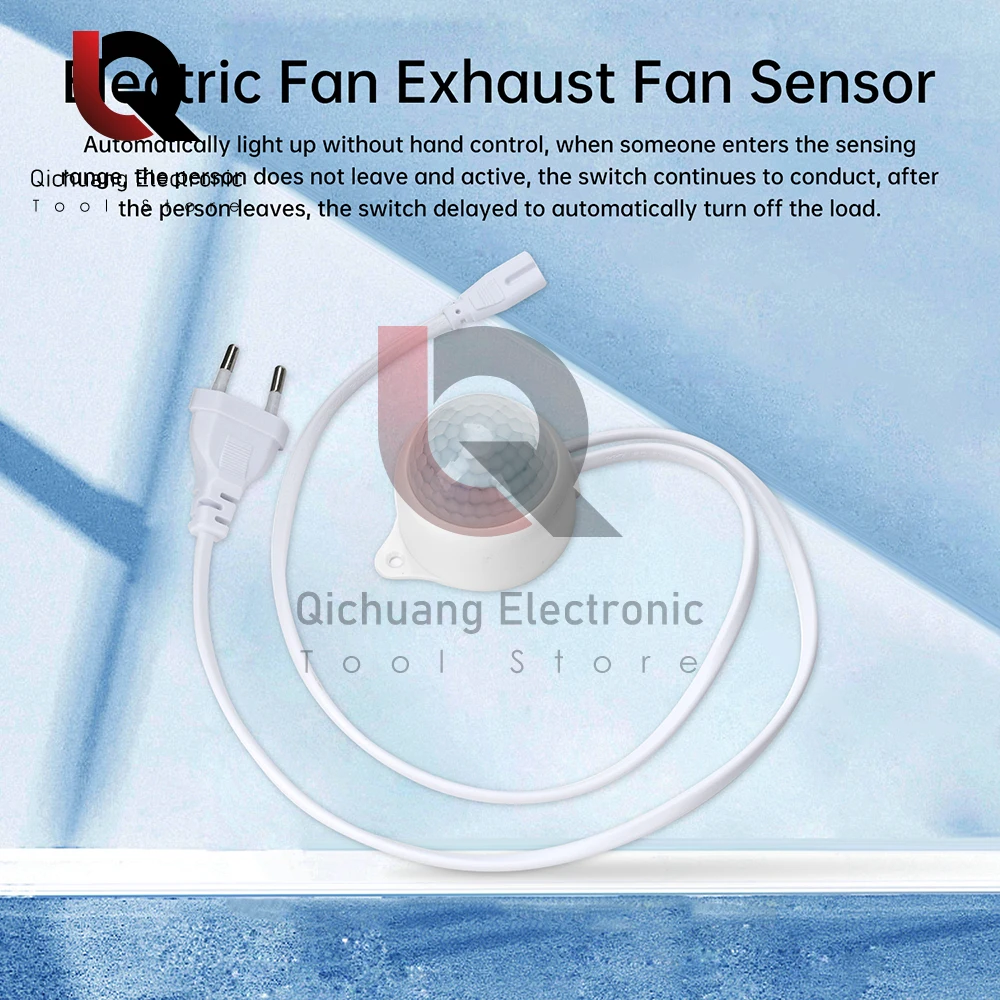 AC 220V Universal Electric Fan Sensor Plug LED Light Intelligent Infrared Human Body Mobile Sensing Switch No Wiring Required