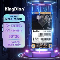 KingDian mSATA SSD 미니 SATA III, 256GB 내장 솔리드 스테이트 드라이브, 3D NAND, 울트라북 데스크탑 PC 노트북과 호환, 6 Gb/s