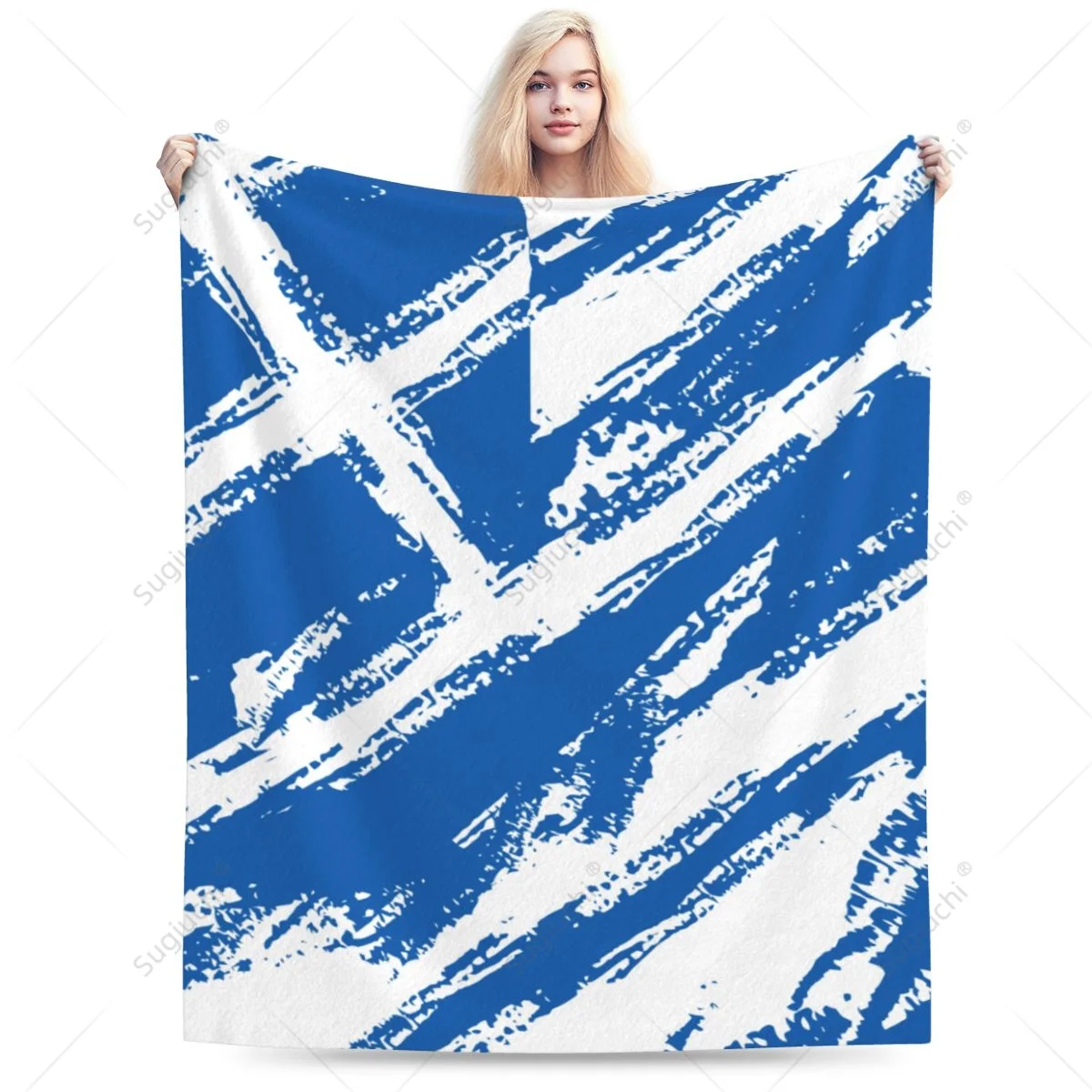 Blanket Greece Flag Color Flannel Multifunction Camping Sofa Cover Keep Warm