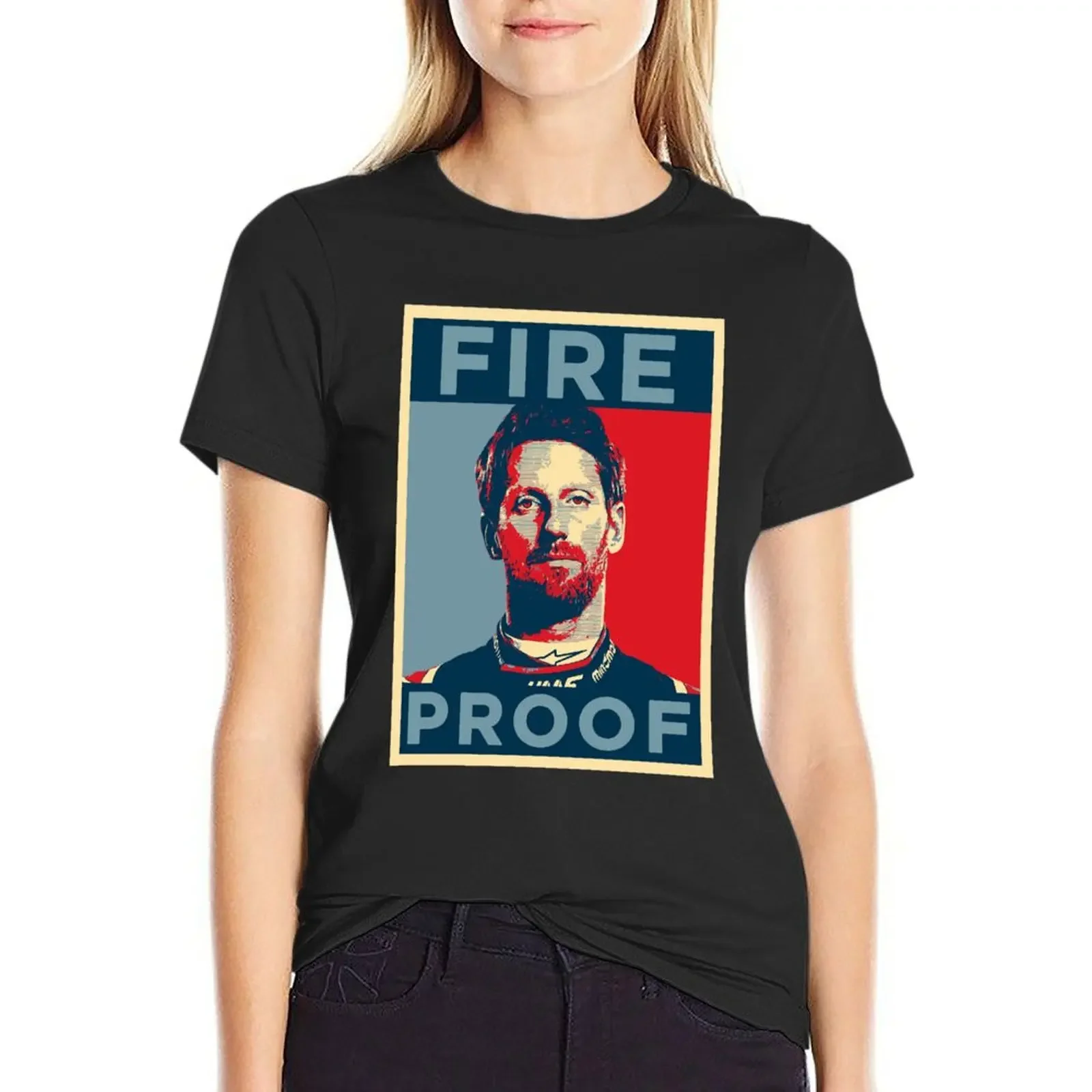 

Romain Grosjean Fire proof T-Shirt korean fashion plus size tops sports fans oversized t shirt dress Women