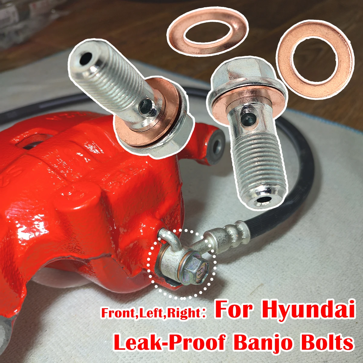 

6/12Pcs For Hyundai Getz Caliper Hose Lines Banjo Fittings Bolts Seal Washers Repair Kit Left Right Front 2001 2002 2003-2010