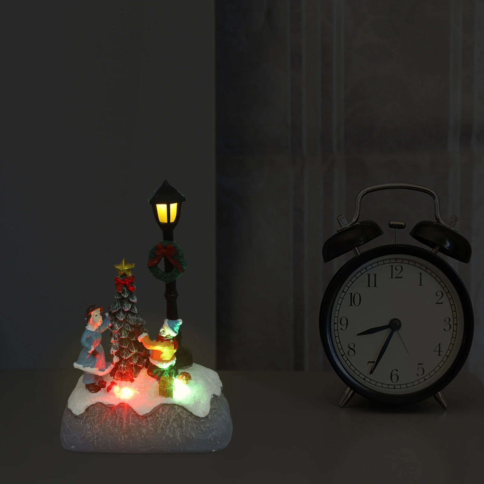 

1pc Resin Miniature Decor Christmas Led Lighted Ornament For Mini Garden Landscape Xmas Resin Crafts Micro