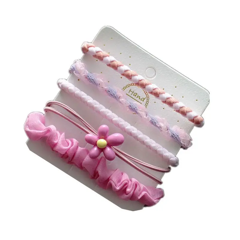 Sweet and cute cream colored pleated small intestine headband with elastic rubber band, high beauty headband, versatile